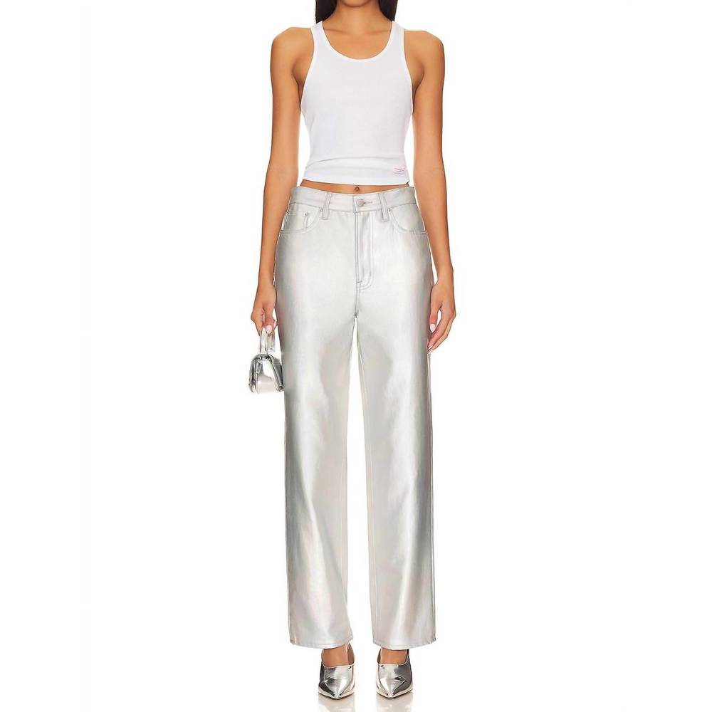 pistola Metallic Silver Straight Leg Jeans